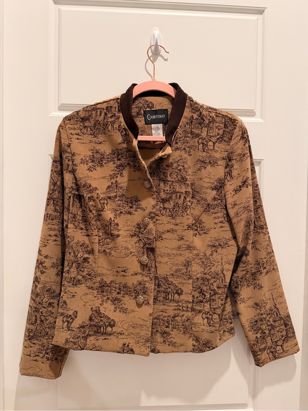 Courtenay Vintage Horse and Home Print Button-Front blazer Size 12p